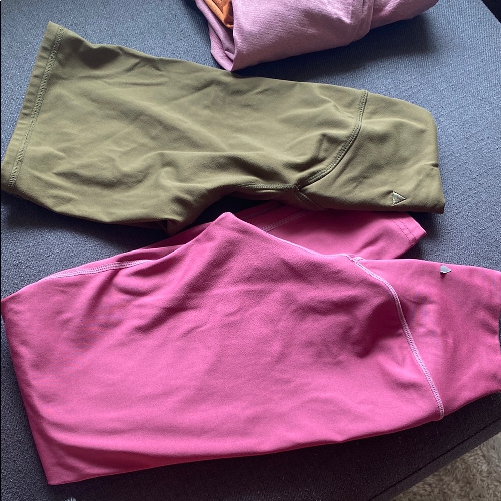 Balance Athletica Olive and Pink Leggings and shorts